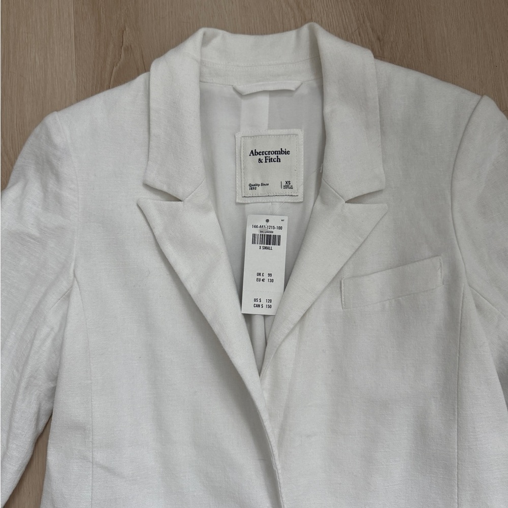 Abercrombie & Fitch NWT White Linen Blend Blazer - Picture 7 of 14